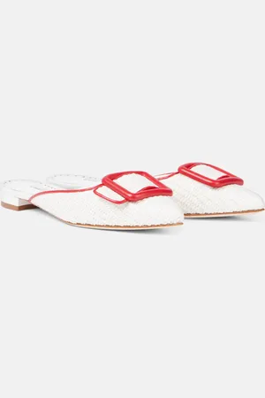 Manolo Blahnik Mules Maysale de rafia con piel