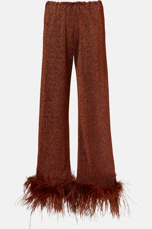 Oseree Oséree Pantalones rectos Lumière Plumage con plumas