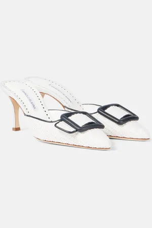 Manolo Blahnik Mules Maysale 70 de rafia con piel