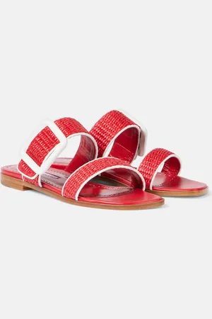 Manolo Blahnik Sandalias Tituba de rafia con piel