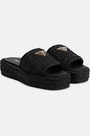 Prada Sandalias de rafia con plataforma plana