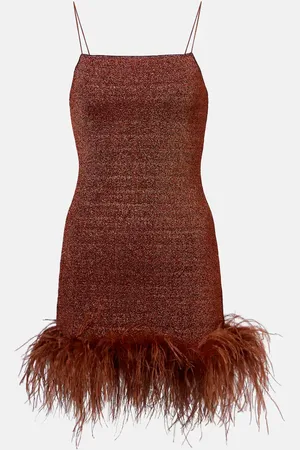 Oseree Oséree Vestido corto Lumière Plumage con plumas
