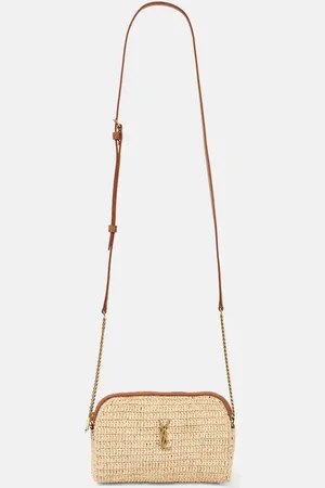 Saint Laurent Bolso al hombro Gaby de rafia con piel