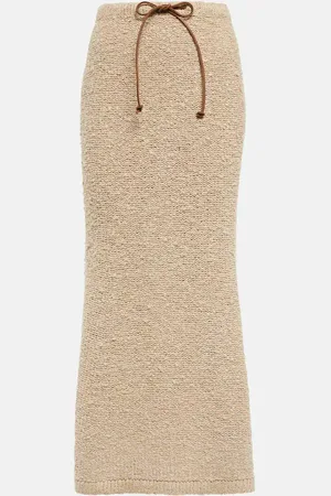 Prada Falda midi de seda de tiro alto