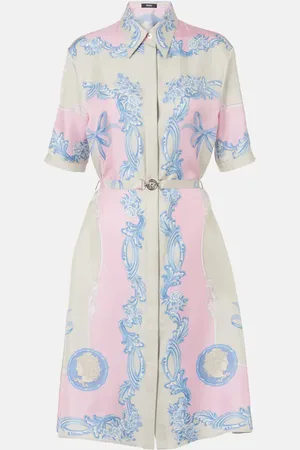 VERSACE Vestido camisero de seda floral