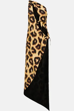 The Attico Vestido largo con estampado de leopardo