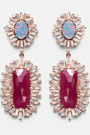 Suzanne Kalan Pendientes de oro rosa de 18 ct con diamantes, rubíes y ópalos