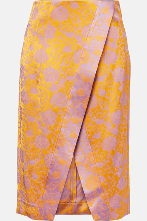 DRIES VAN NOTEN Falda midi en jacquard de satén
