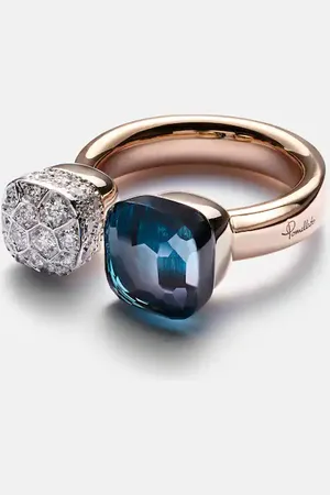 Pomellato Anillo Nudo de oro blanco de 18 ct con topacio y diamantes