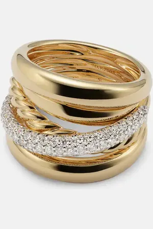 David Yurman Anillo DY Crossover® de oro de 18 ct con diamantes