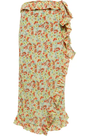 Ganni Falda midi wrap con estampado floral