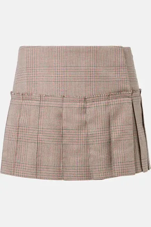 Alexander McQueen Minifalda Heritage Check de lana plisada