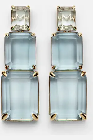 Mateo Pendientes Arithmetic Composition de oro de 14 ct con topacios
