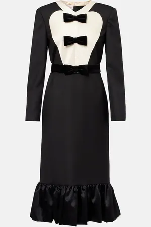 VALENTINO Vestido midi de lana virgen con lazo