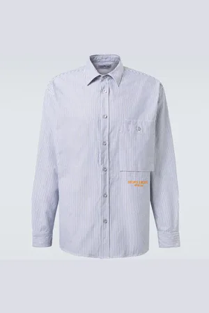 Stone Island Camisa Marina de algodón a rayas