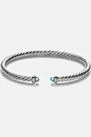 David Yurman Pulsera Cable Flex de plata de ley y oro de 14 ct con topacios