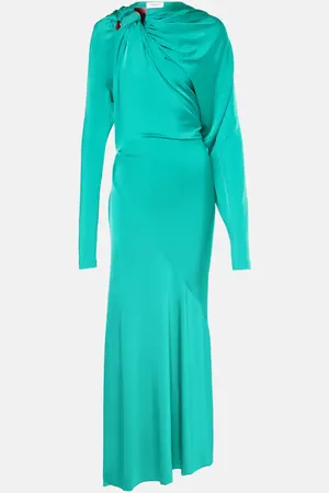 Victoria Beckham Vestido midi de satén asimétrico