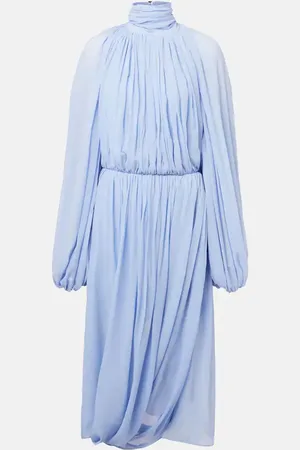 Stella McCartney Vestido midi en crepón de seda fruncido