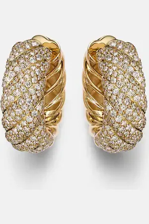 David Yurman Pendientes Sculpted Cable de oro de 18 ct con diamantes