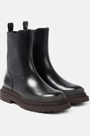 Brunello Cucinelli Botas chelsea de piel con cuentas Monili