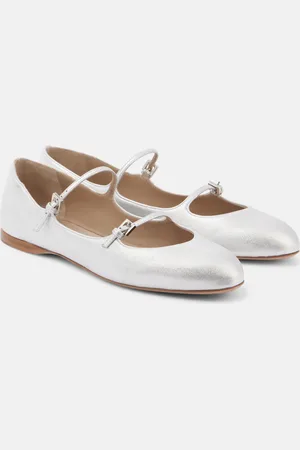 Max Mara Bailarinas Mary Jane Circus de piel metalizada