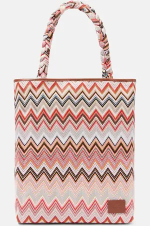 Missoni Tote Zigzag Large con ribete de piel