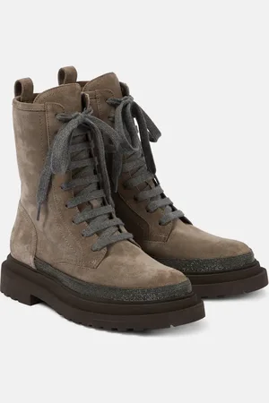 Brunello Cucinelli Botas de ante con cuentas Monili
