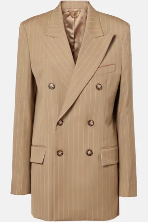 Victoria Beckham Blazer cruzado de lana virgen a rayas