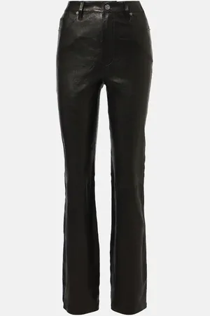 Frame Pantalones Le High Straight Long de piel