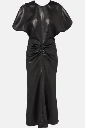 Victoria Beckham Vestido midi de lamé fruncido