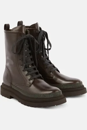 Brunello Cucinelli Botas de piel con cuentas Monili