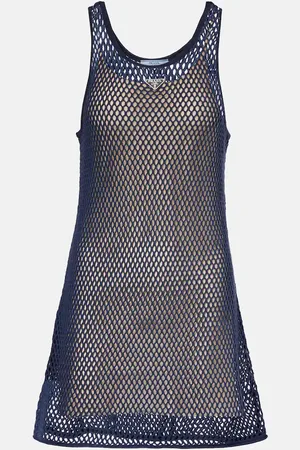 Prada Vestido corto en malla de algodón