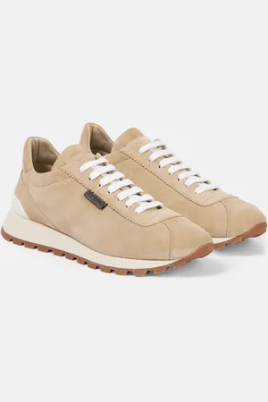Brunello Cucinelli Zapatillas de ante con cuentas Monili