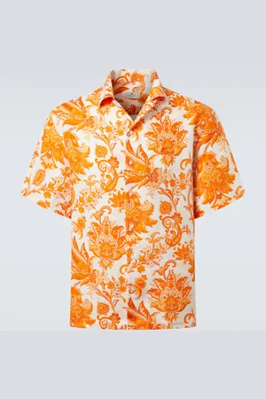Etro Camisa bowling de lino estampada