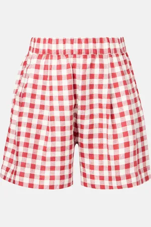 ASCENO Shorts de lino a cuadros vichy