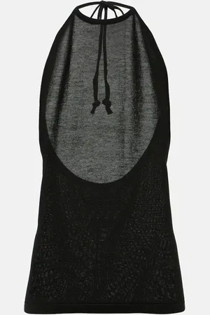 LEMAIRE Top de crepé de algodón con cuello halter