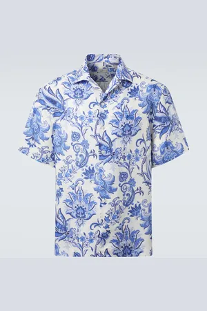 Etro Camisa bowling de lino estampada