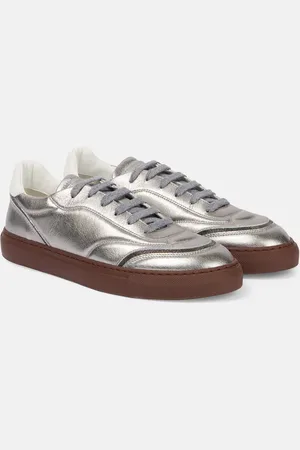 Brunello Cucinelli Zapatillas de piel metalizada