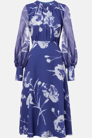 Erdem Vestido midi en gasa de seda floral
