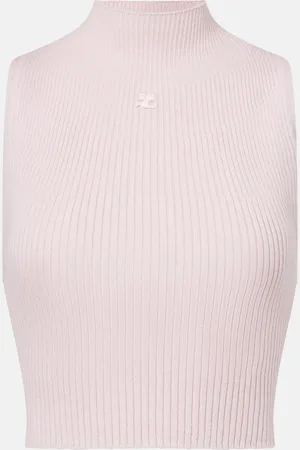 Courrèges Courrèges Tank top de algodón y lana acanalado
