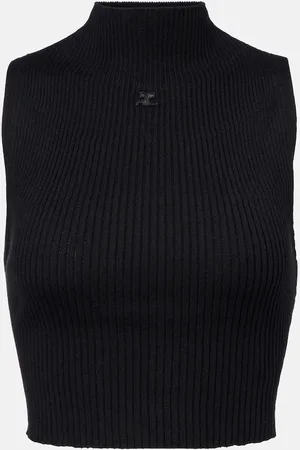Courrèges Courrèges Tank top de algodón y lana acanalado