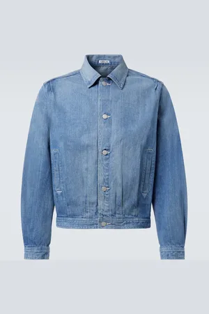 Auralee Chaqueta en denim con efecto desgastado