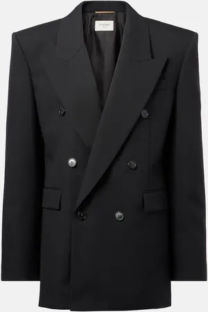 Saint Laurent Blazer cruzado en lona de lana