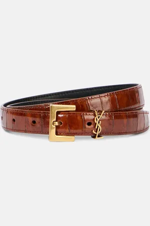 Saint Laurent Cinturón Cassandre de piel grabada
