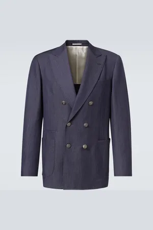 Brunello Cucinelli Chaqueta de traje en lana, cáñamo y seda