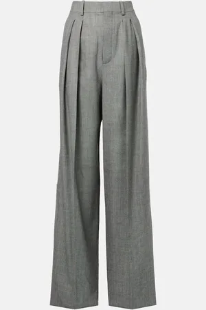Saint Laurent Pantalones anchos de sarga de lana
