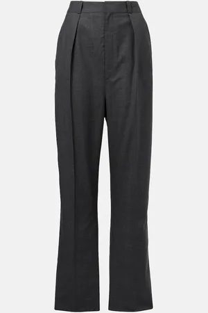 LEMAIRE Pantalones rectos en sarga de lana plisados