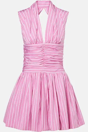 Patou Vestido corto Bloomer de algodón a rayas