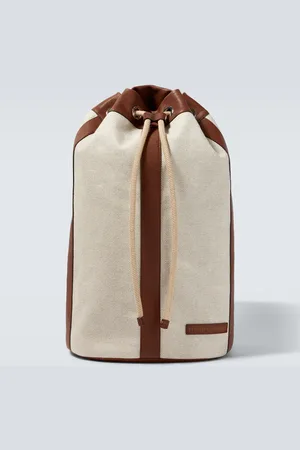 Brunello Cucinelli Mochila de lona con piel