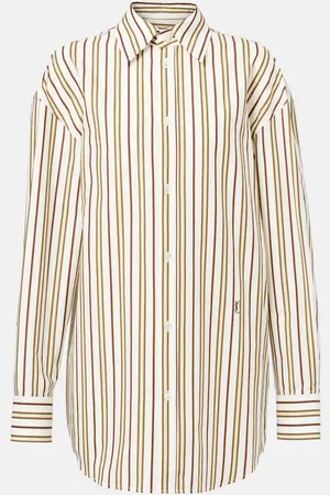 Saint Laurent Camisa Cassandre en popelín de algodón a rayas